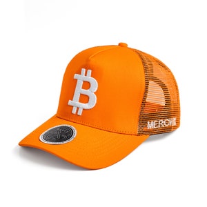 Orange Bitcoin Trucker Hat with 3D Puff for BTC Fans