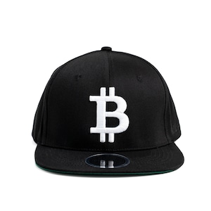 Black Bitcoin Flat Brim Snapback for BTC Enthusiasts