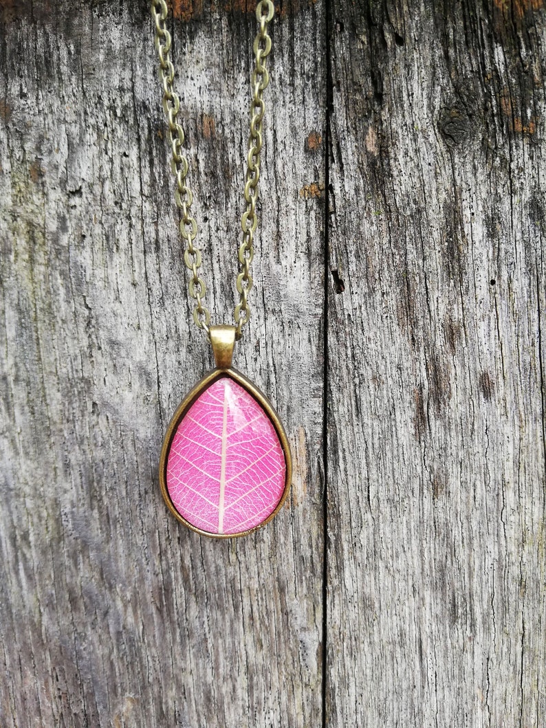 tree leaf ribs Natural vegetable necklace real plant botanical jewel lace leaf pink leaf