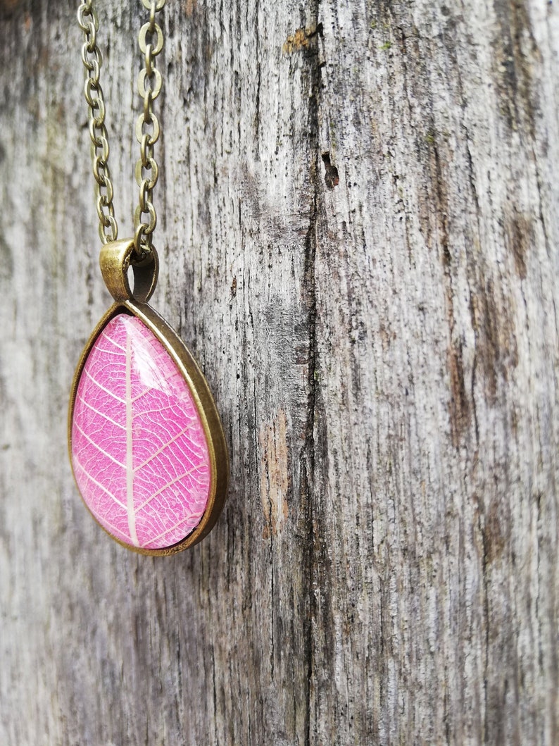 tree leaf ribs Natural vegetable necklace real plant botanical jewel lace leaf pink leaf