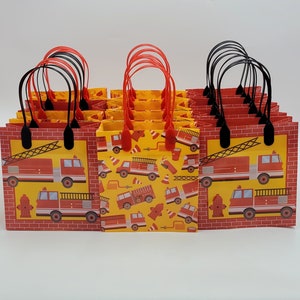 12 firetruck theme bags , favor bags,  gift bags,  candy bags