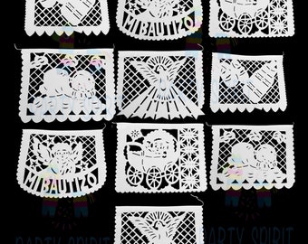 18ft Papel picado mexicano / Banner / mi bautizo / my baptism