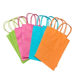 12 vibrant colors kraft bags , goodie bags, Candy bags, favor bags, gift bags,  neon , Hawaiian,  ahola,  luau