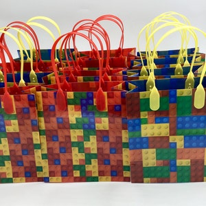 12 stackable colorful blocks theme goodie bags favor bags candy bags gift bags