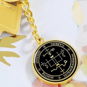 Archangel Gabriel Talisman Keychain, Sigil of Healing Restoration, Spiritual Growth Guardian Angel Jewelry, Personalized Keychain Engraved