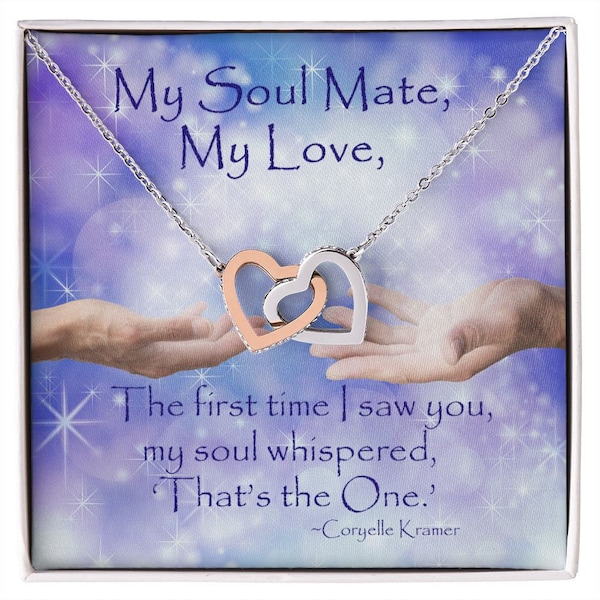 Soul Mate Gift for Her | Twin Flame Interlocking Hearts Necklace, Wife, Girlfriend, Love of My Life, Anniversary, Birthday