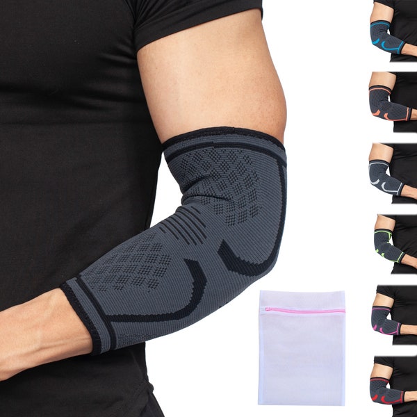 360 RELIEF Unisex Compression Elbow Sleeve Support Brace for Support Splint, Joint Pain Relief, Tendonitis, Tennis with Mesh Laundry Bag
