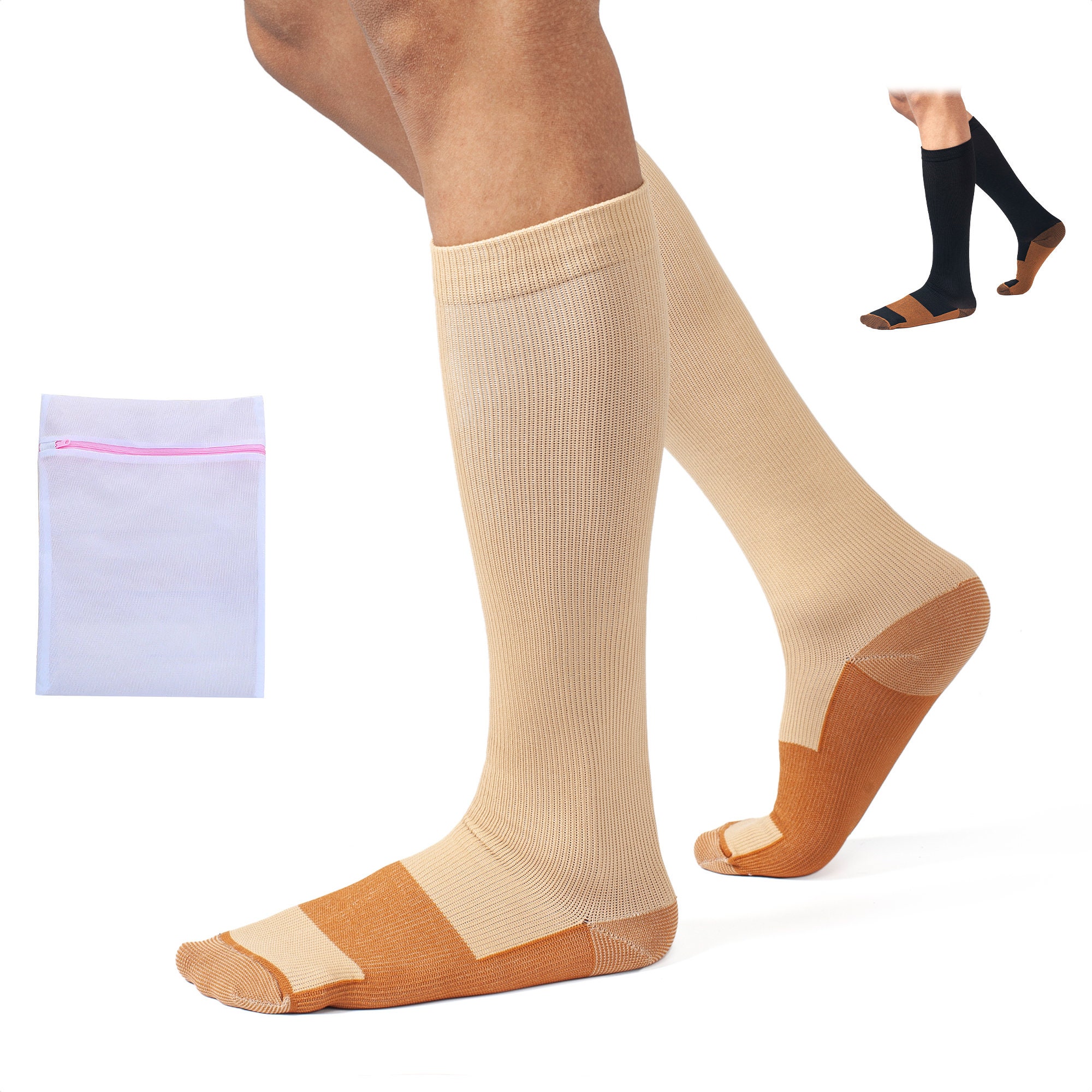 Compression Socks 20-30mmhg Support Stockings Copper Infused Fiber Fatigue  Anti Pressure Vein Elastic Travel Mountaineering Running Socks -   Ireland