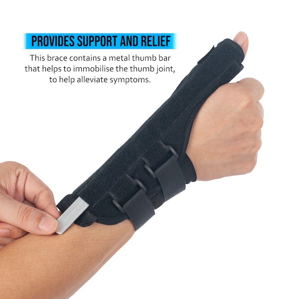 Thumb and Wrist Support Brace with Metal Splint & 2 Adjustable Straps for Carpal tunnel Lightweight, Tendonitis, Pain Relief, Injury Strains