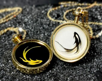 Collier poisson Yin Yang Koi, peinture 3D en résine, bijoux de couple