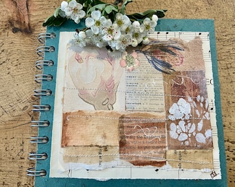 Sketchbook with original mixed media collage art - 'Blossom.'
