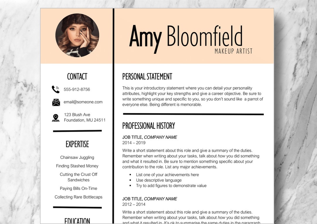 makeup-artist-resume-template-package-with-cover-letter-references-and-free-fonts-for-microsoft-office-ats-optimized-instant-download-etsy