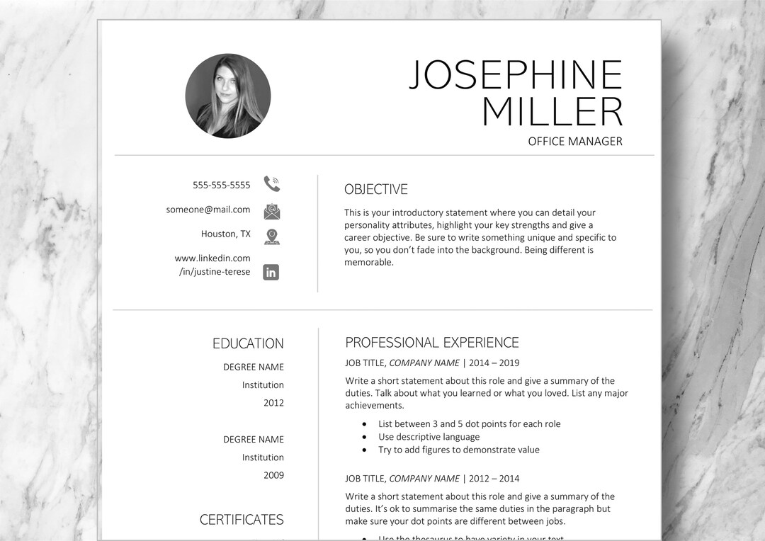 Greyscale Resume Template Package for Microsoft Word With CV, Cover
