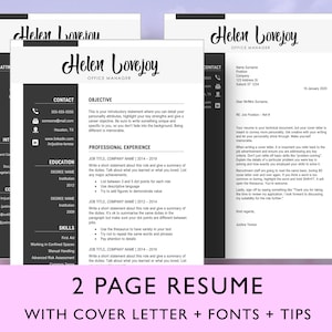 Resume Template Package: CV and Cover Letter Design, Easy to Use Professional Style