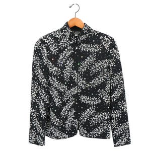 St. John Evening Black Santana Knit Embellished Rhinestone Zip Front Jacket 6