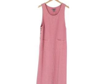 Amy K Su AKS Pull chasuble en Tencel Maxi Poches Boutonnées Robe Rose L