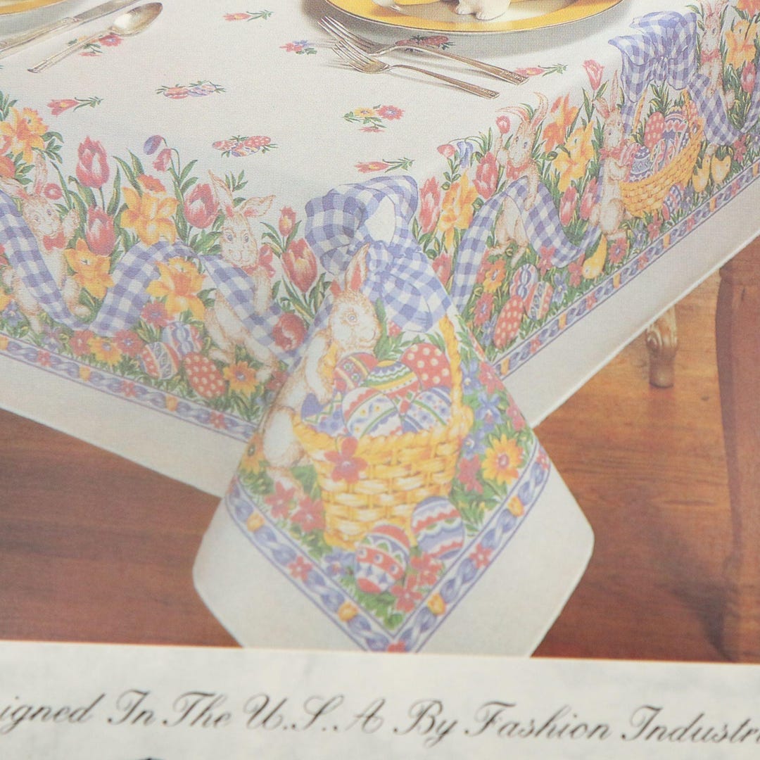 Home Statements Collection Easter Bunnies & Bows Floral Tablecloth ...