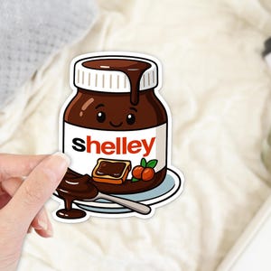 Divertente adesivo personalizzato con il nome della Nutella – Grazioso adesivo per barattolo di cioccolato – Etichetta personalizzata per bottiglie d'acqua, laptop e regali per bambini