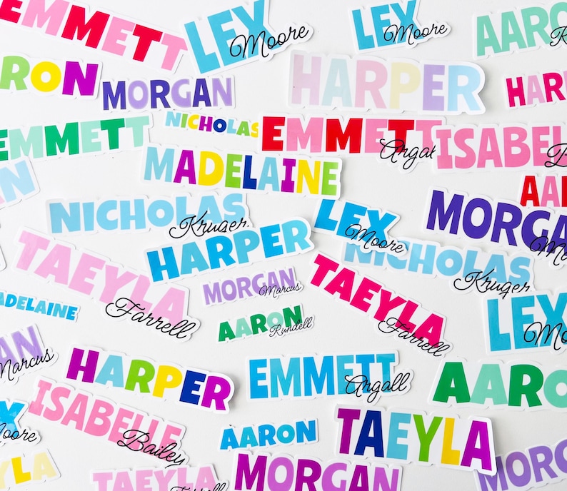 Personalised Waterproof Name Stickers — Custom Multi-colour Labels for ...