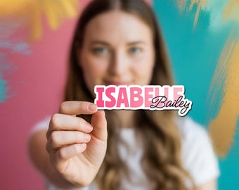 Personalised Waterproof Gradient Colour Name Sticker • Custom Vinyl Decal for Water Bottles, Laptops & Suitcases