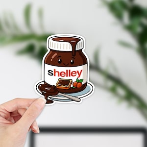 Fun Custom Nutella Name Sticker – Cute Chocolate Jar Decal – Personalised Label for Water Bottles, Laptops & Kids Gifts