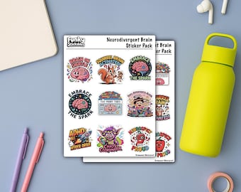 Neurodiversent Sticker Pack: ADHD, Autismus, Mental Gesundheit - 18 wasserfeste Vinyl Aufkleber