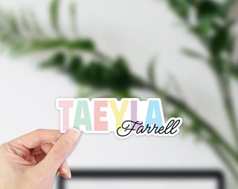 Personalised Waterproof Multiple Colour Name Sticker – Custom Vinyl Decal for Bottles, Laptops, Lunchboxes & More
