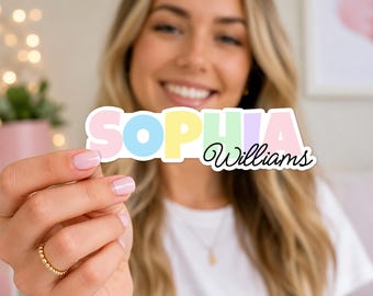 Waterproof Name Stickers, Personalised First Name and Surname Labels for School Bottles and Lunchboxes