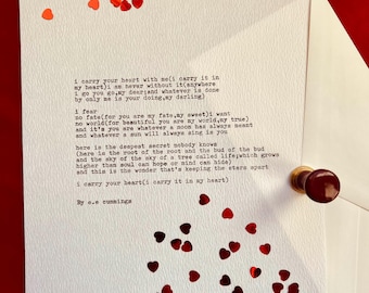 e.e. cummings Poem Typewritten Gift, Handcrafted Keepsake for Anniversaries, Valentine’s, Special Occasions, Custom Typewriter Letter