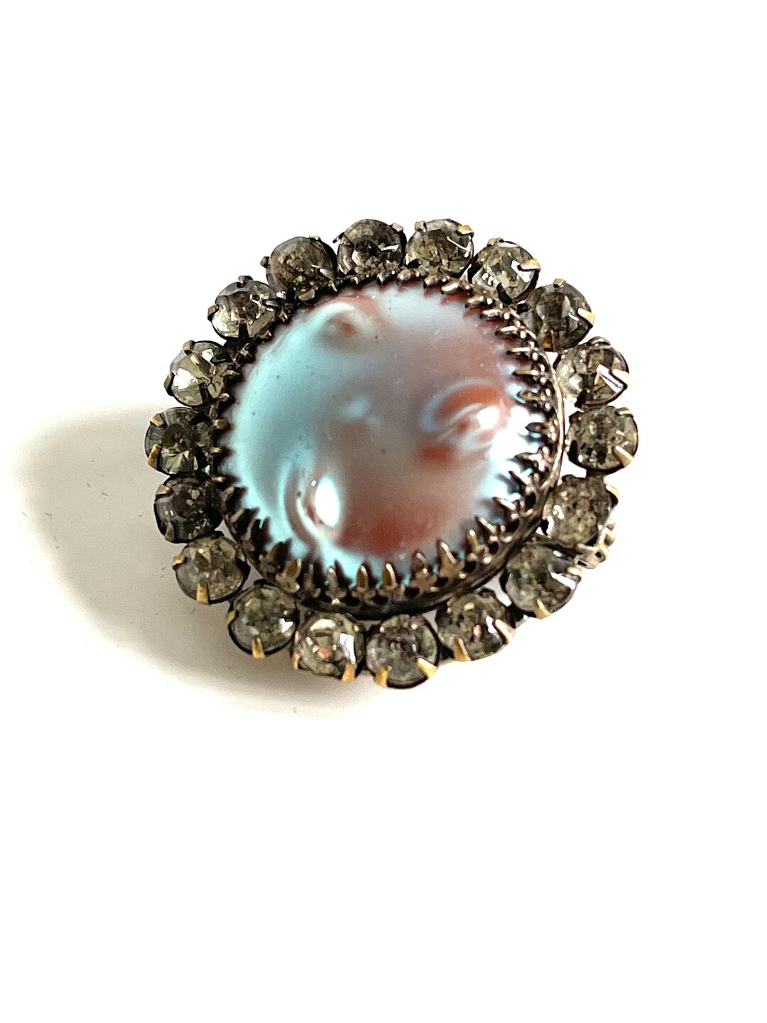 Broche Ancienne En Saphiret Métal Doré Fleurs Marguerite 1900 - Occasion Rare