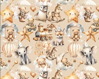 Motif neutre de bébés animaux (téléchargement numérique)