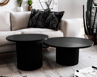 Table basse ronde | table ronde cannelée | table basse ronde noire ou blanche  table basse ronde | tables basses rondes  Nombreuses couleurs