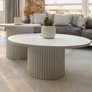 Table basse ronde table ronde cannelée table basse ronde noire ou blanche table basse ronde tables basses rondes Nombreuses couleurs image 2