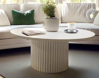 Tavolino da caffè rotondo | tavolo rotondo scanalato | tavolino rotondo nero o bianco | tavolino rotondo bianco | tavolini da caffè rotondi