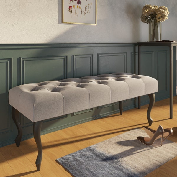 Banc Pouf Meubles Pouf Chesterfield Fait Main Pouf Glamour Boutonné Siège Couloir