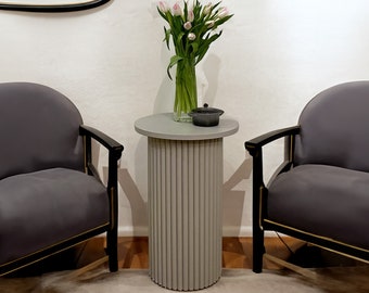 Side table | round fluted table | flower stand | fluted pedestal | fluted bedside table | coffe table