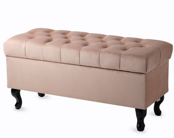 Coffre FAIT MAIN | pouf avec espace de rangement | commode rembourrée chesterfield | banc avec coffre | siège avec espace de rangement