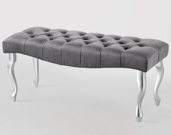 Panca da ingresso, pouf trapuntato, seduta imbottita, panca bench4home