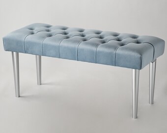 Banco Puf Muebles Tapizado Hecho a mano Puf Chesterfield Asiento de pasillo con glamour abotonado