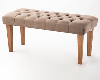 Banco Puf Muebles Tapizado Hecho a mano Puf Chesterfield Asiento de pasillo con glamour abotonado