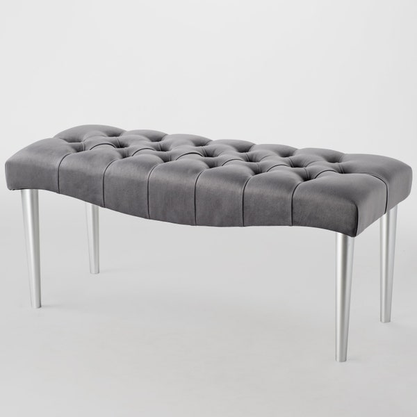 Banc Pouf Meubles Pouf Chesterfield Fait Main Pouf Glamour Boutonné Siège Couloir