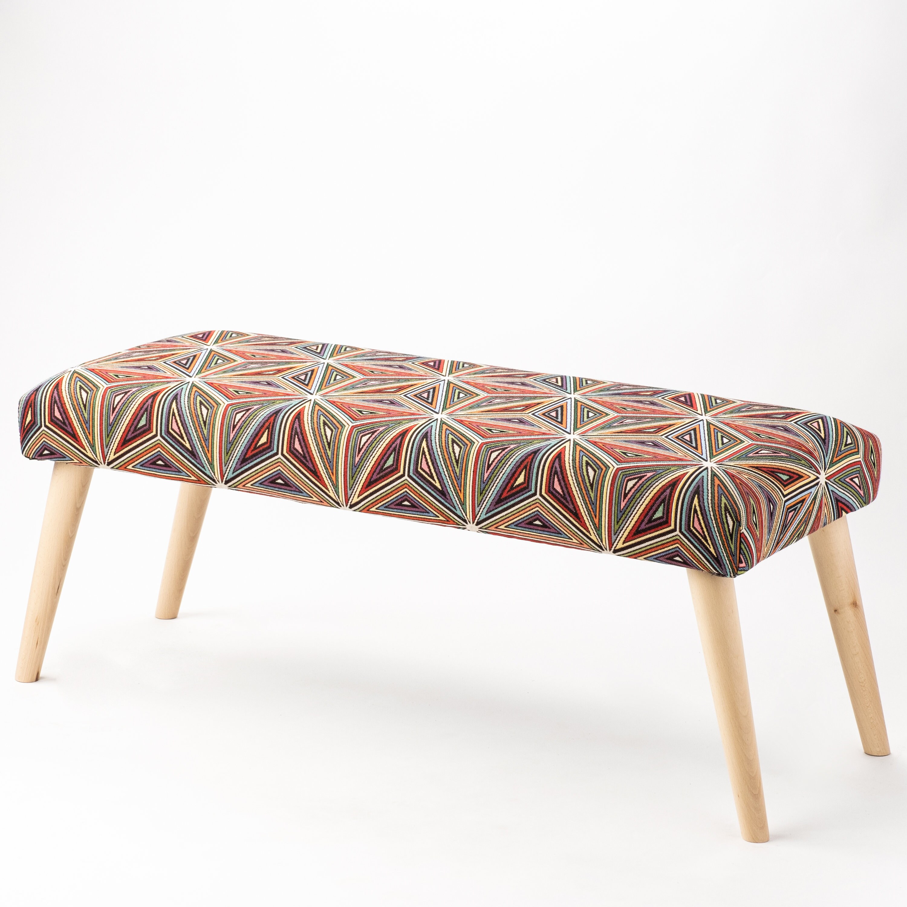 Patterned upholstered bench deals