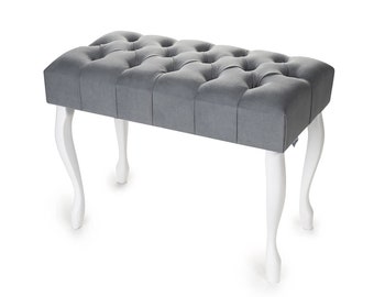 Banco Puf Muebles Tapizado Hecho a mano Puf Chesterfield Asiento de pasillo con glamour abotonado