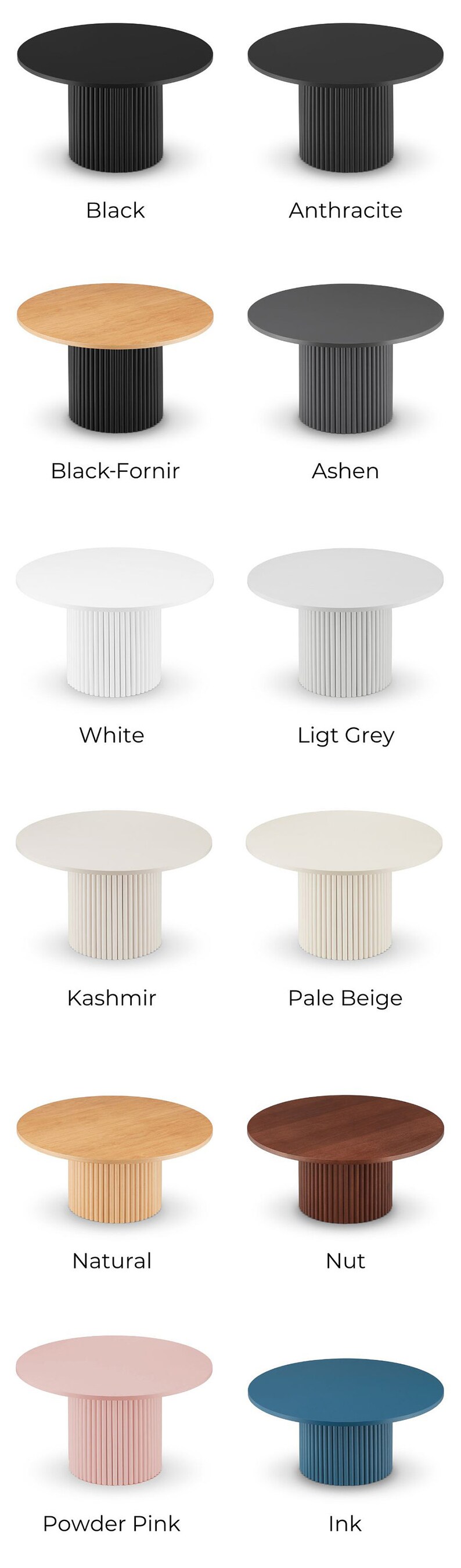 Runder Couchtisch Runder geriffelter Tisch Schwarzer oder weißer runder Couchtisch Runde Couchtische Viele Farben Bild 3