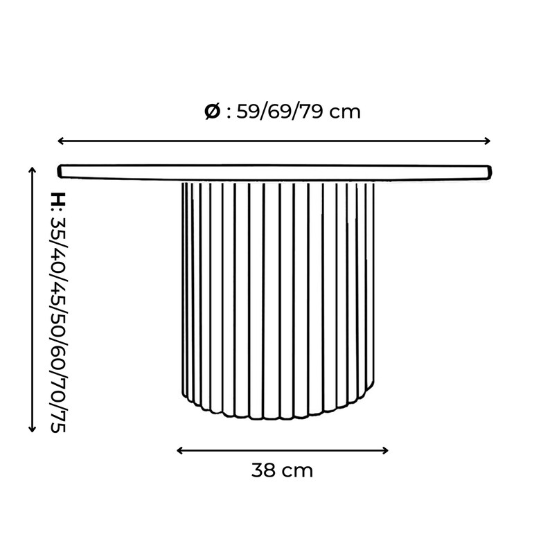 Table basse ronde table ronde cannelée table basse ronde noire ou blanche table basse ronde tables basses rondes Nombreuses couleurs image 2