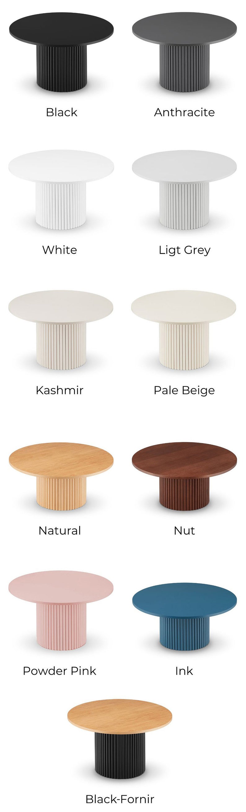 Table basse ronde table ronde cannelée table basse ronde noire ou blanche table basse ronde tables basses rondes Nombreuses couleurs image 8