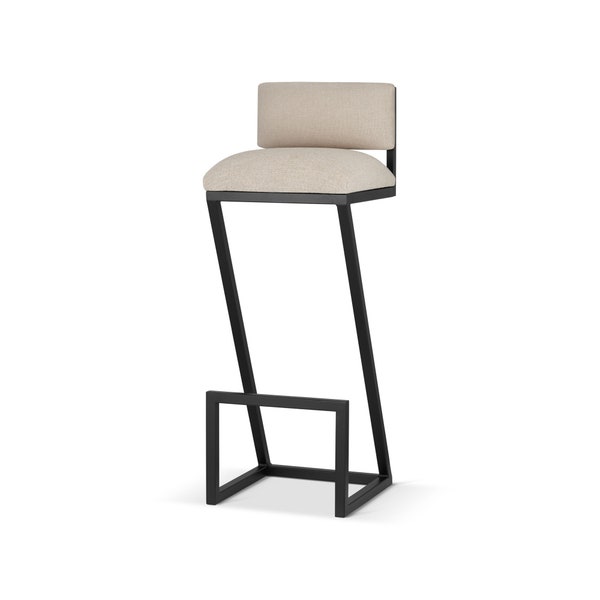 Industrial Bar Stool | HANDMADE | Counter stool| Hocker Premium Upholstered seat Loft - Metal bar stool Kitchen stool Upholstered Bar Stool
