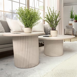 Table basse ronde table ronde cannelée table basse ronde noire ou blanche table basse ronde tables basses rondes Nombreuses couleurs image 1