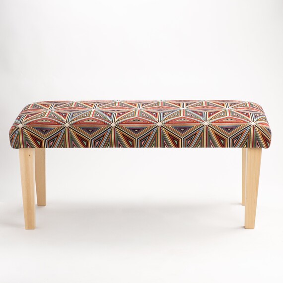 Patterned upholstered bench deals