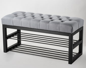 Banc En Métal Pouf Industriel Meubles Rembourrés Pouf Fait Main Couloir Siège Matelassé LOFT bench4home